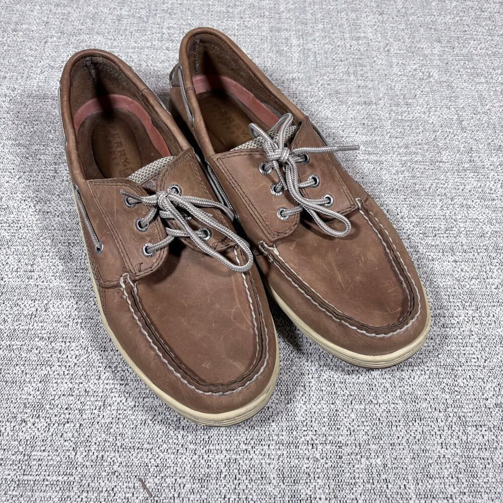 Sperry Boat Shoe Lace Up Casual Brown Leather Men Size 11.5